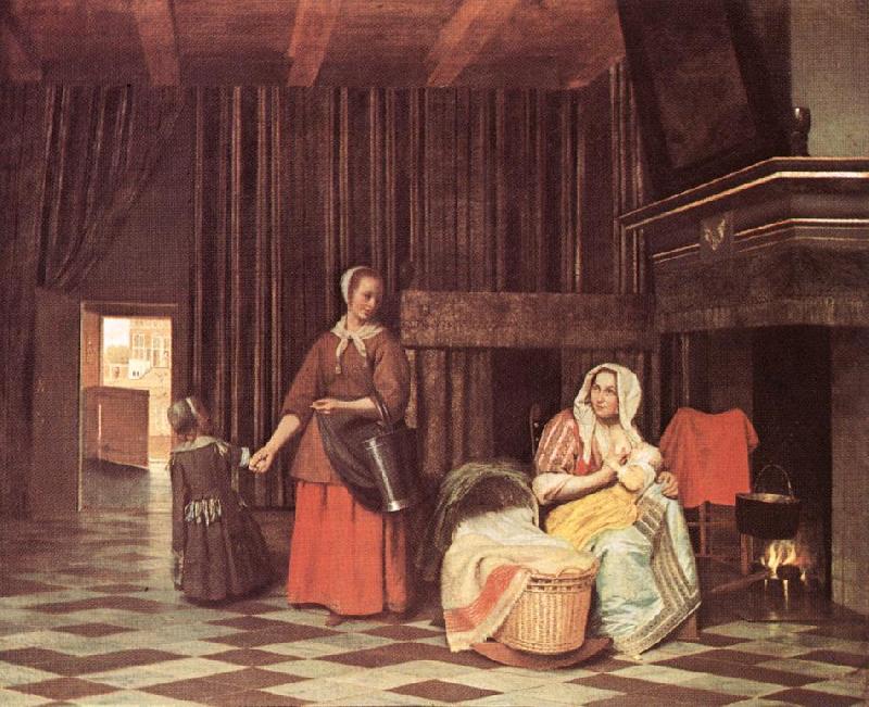 HOOCH, Pieter de Suckling Mother and Maid s Germany oil painting art
